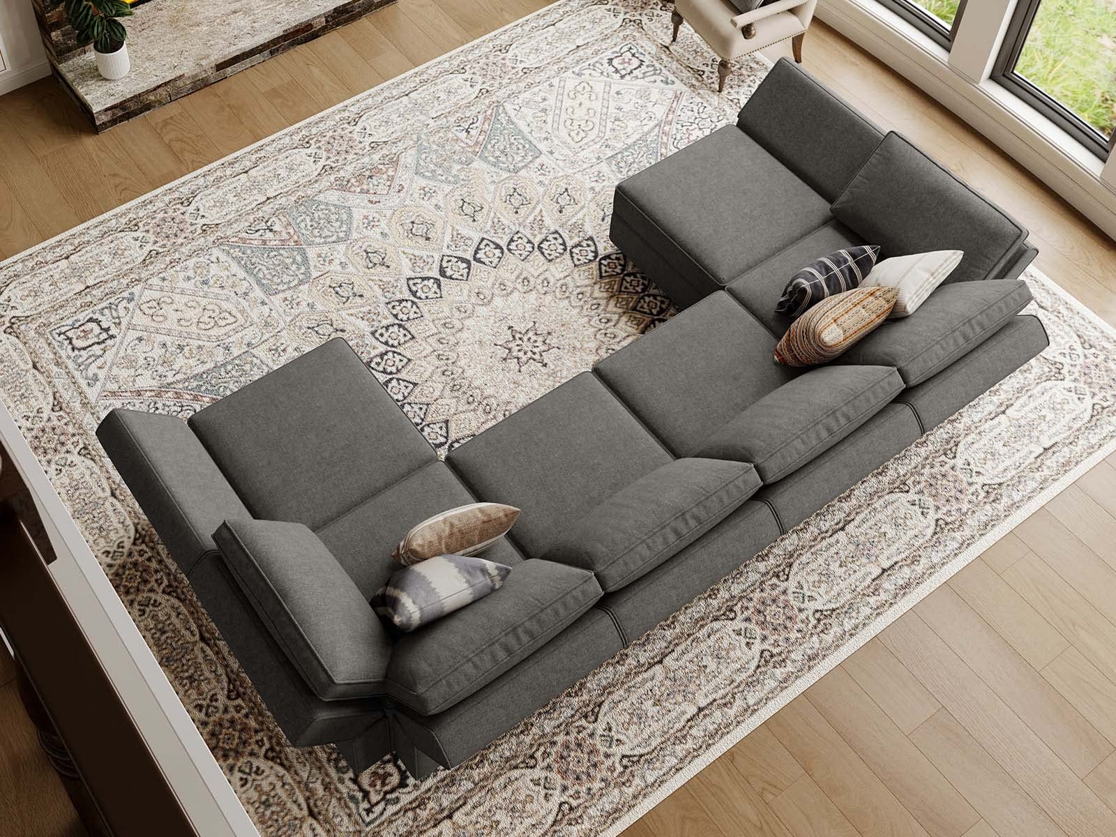 Shaped Couch Modular Sofa Reversible Storage Ottoman Sofa