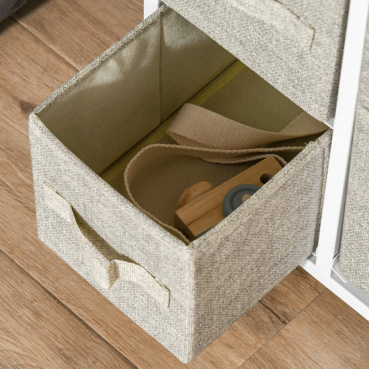 Dresser Storage Tower Cabinet Organizer Unit, Easy Pull Fabric Bins with Metal Frame