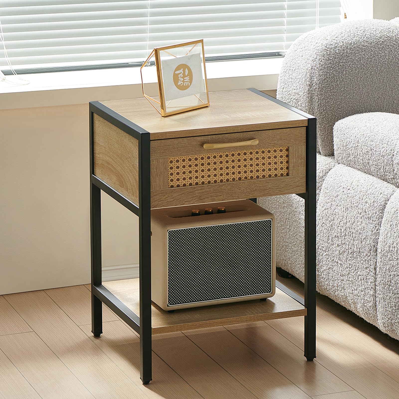 Modern Rattan Nightstand Set of 2 15.74 "L x 13.58 "W x 21.26 "H