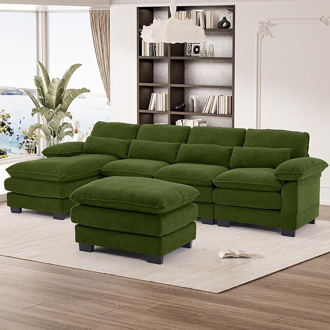 114" U Shape Sectional Sofa Cloud Couch for Living Room