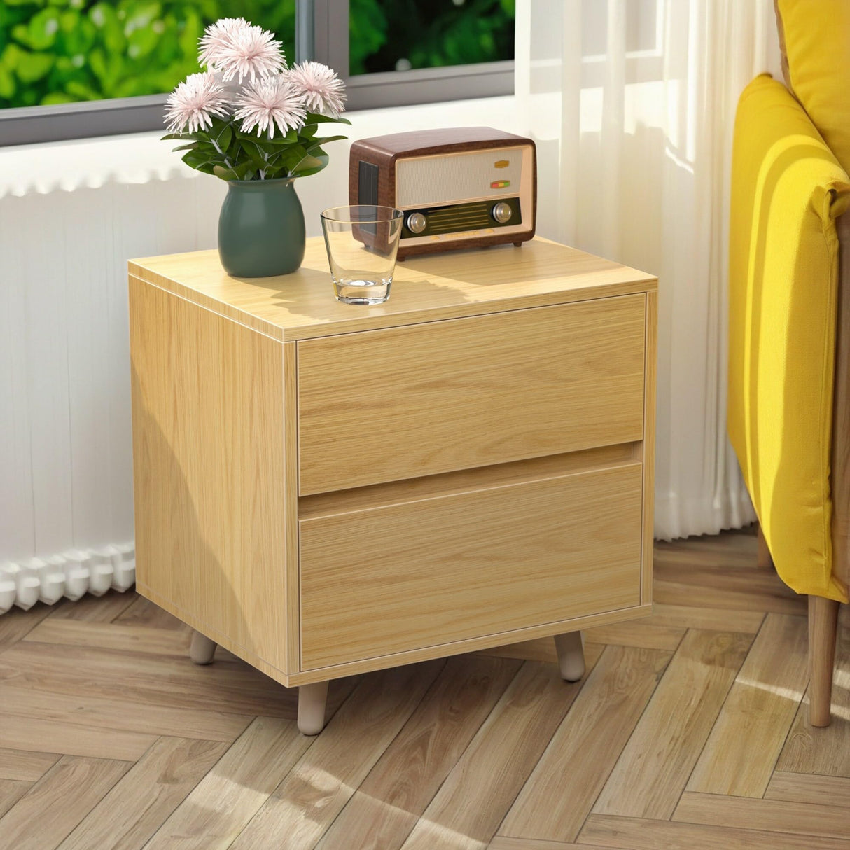 Nightstand with 2 Drawer, Bed Side Tables