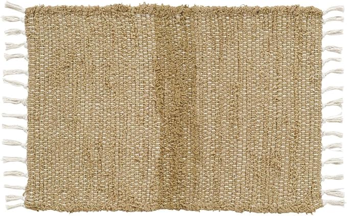 Burlap Natural, Cotton, 27x48, Chindi/Rag Rug, Tan