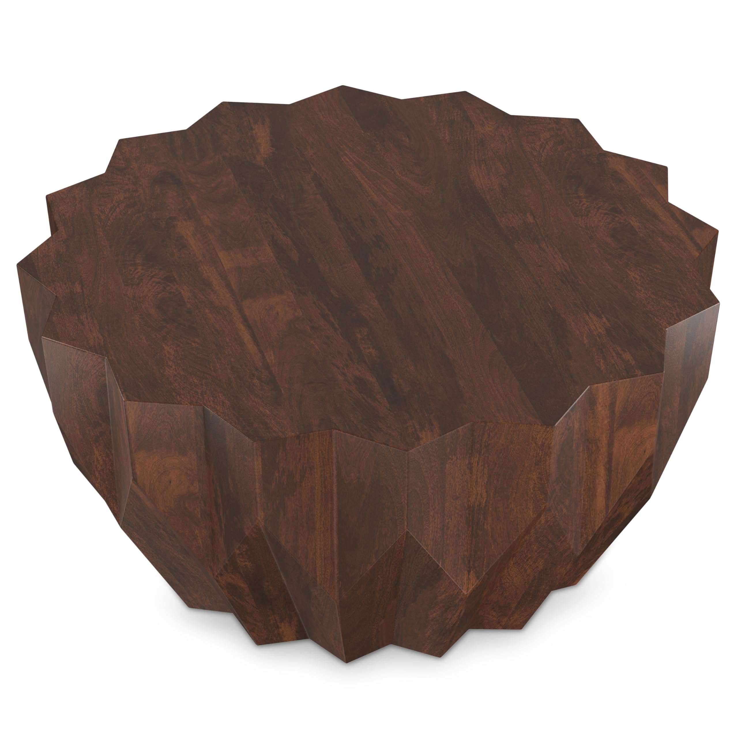 Turnbull Solid Mango Wood 34 inch Wide Polygon Contemporary Coffee Table in Walnut