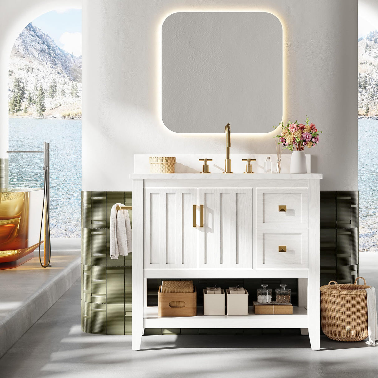 30" Bathroom Vanity with Sink, Farmhouse Bathroom Cabinet, Bathroom Vanity Set