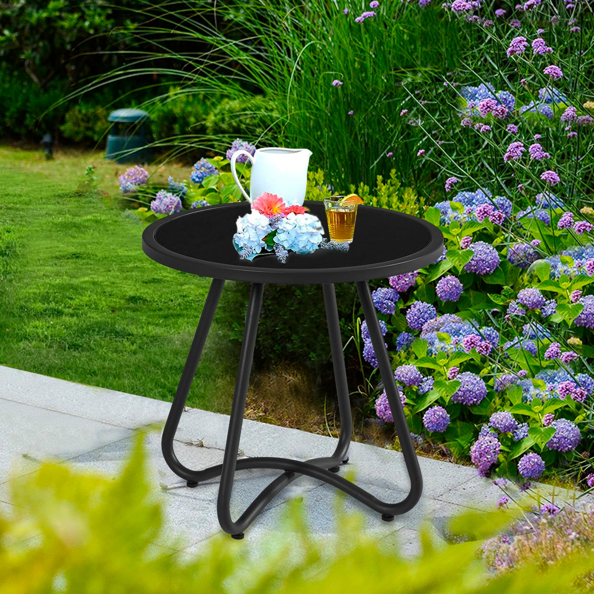 Outdoor Side Tables, Resistant Steel Patio Side Table, Small Round End Table