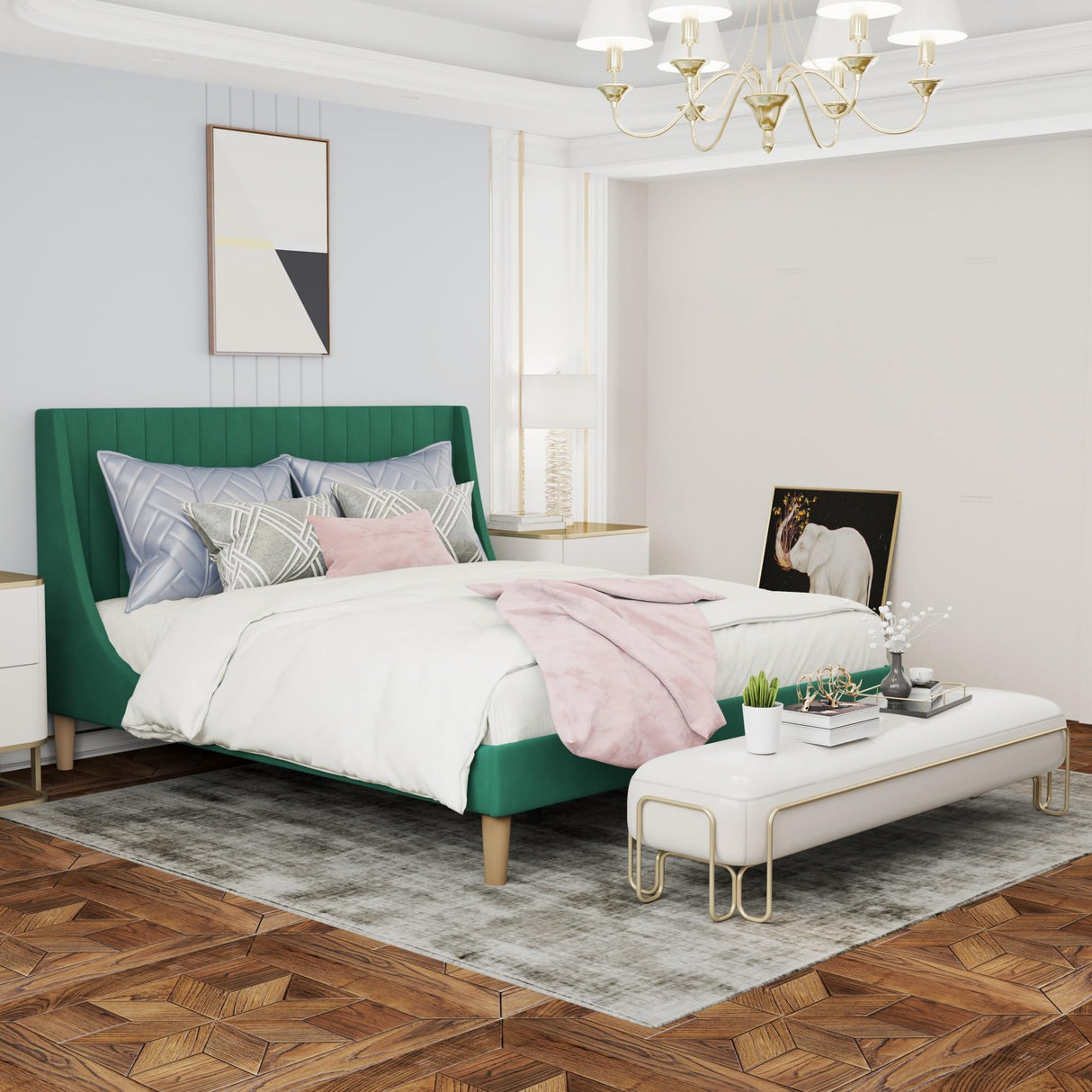 Queen Bed Frame Modern: Minimalist Tufted Headboard