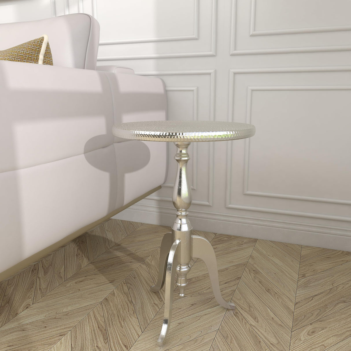 79 Aluminum Metal Side End Accent Table Small Turned End Table