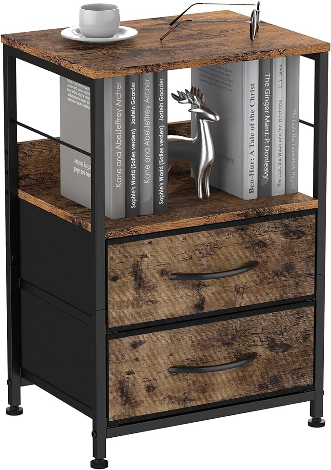 Nightstand with 4 Drawers, End Table