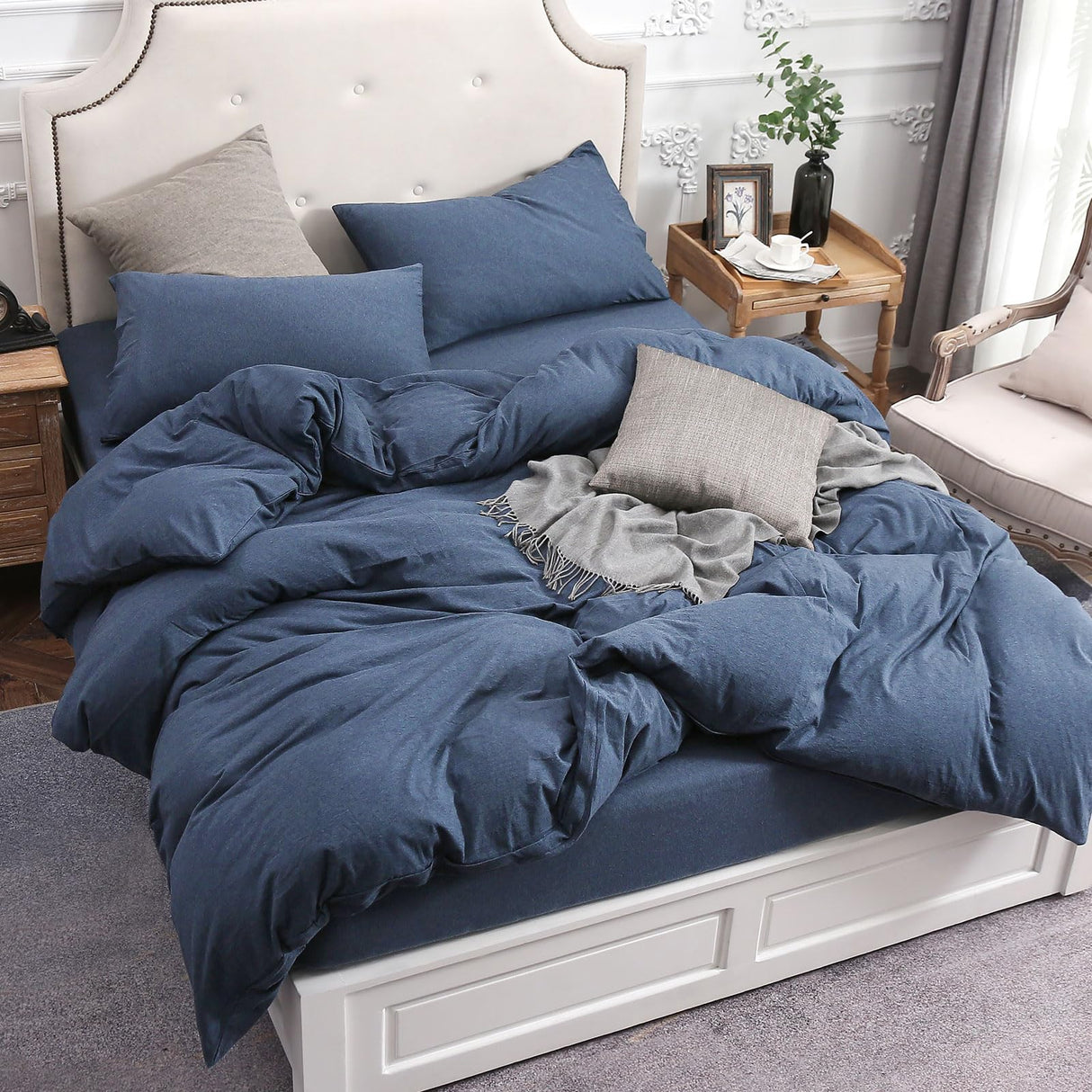 Jersey Knit Duvet Cover Set 100% T-Shirt Cotton Super Soft Comfy 3pc Bedding