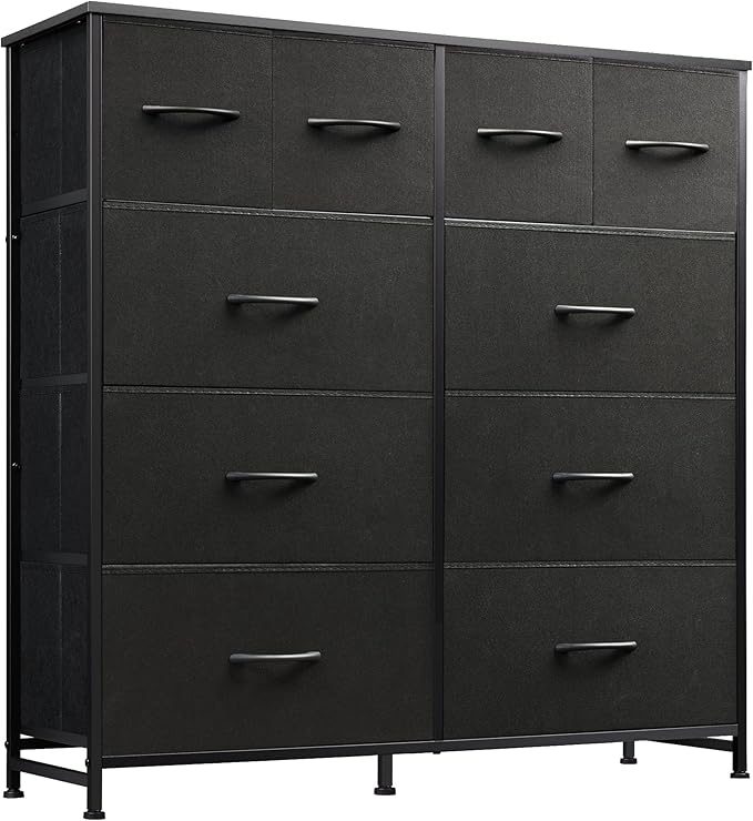 Dresser for Bedroom with 10 Fabric Drawers, Tall Chest Organizer Units for Clothing