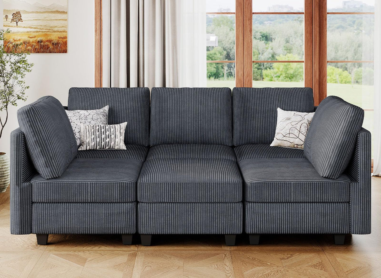 Modular Sectional Sleeper with Storage Ottoman Corduroy Sectional Couch