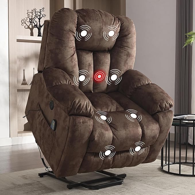 Large Power Lift Recliner Chair with Massage, Heat, and USB for Elderly