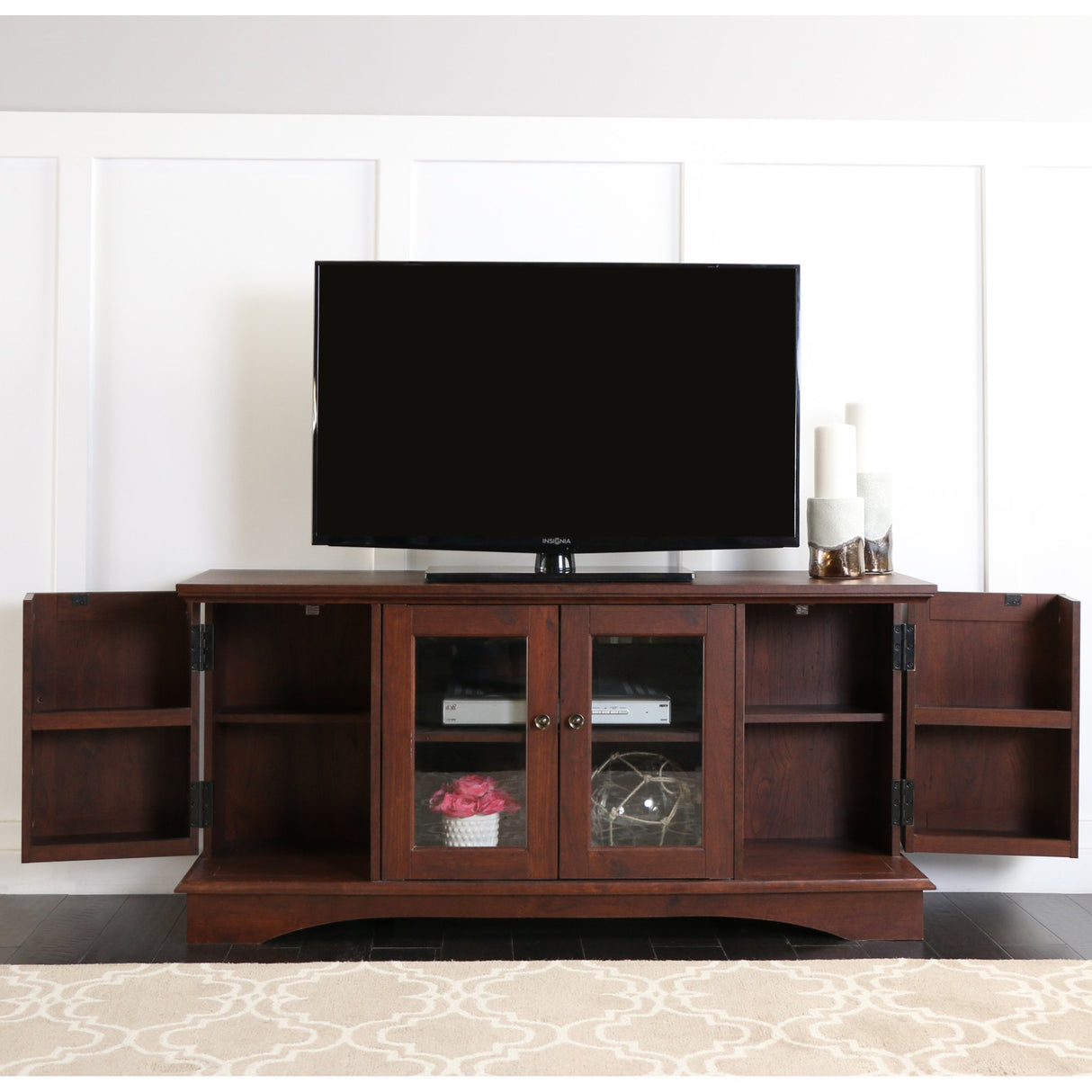 Traditional Wood Universal TV Stand with Storage Cabinets for TV's up to 65"