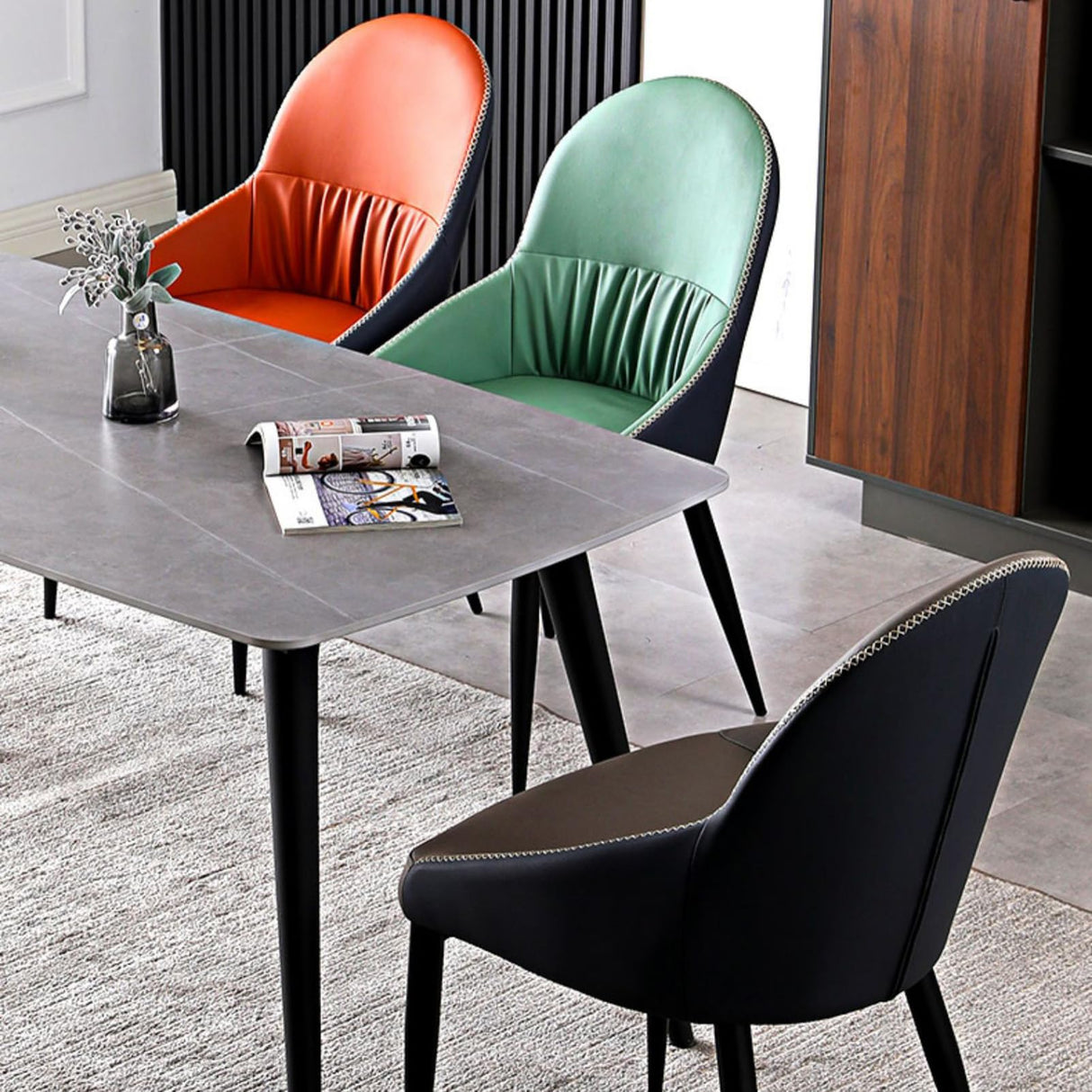 Dining Chair PU Leather Dining Chairs Modern, Wide Seat Kitchen Dining Room Chairs,