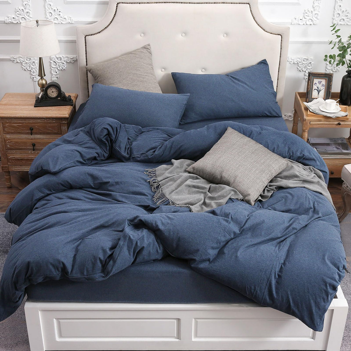 Jersey Knit Duvet Cover Set 100% T-Shirt Cotton Super Soft Comfy 3pc Bedding