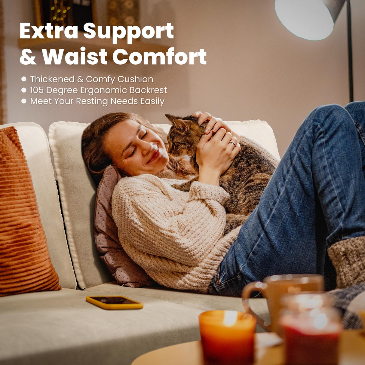 Pamapic 81” Loveseat Sofa,3 Seater Love Seat Couch,Comfy Dutch Velvet Cushion,Deep Loveseat,Removable Washable,Modern Love Seat Couch for Living Room,Bedroom, Apartment,Loft,Cream