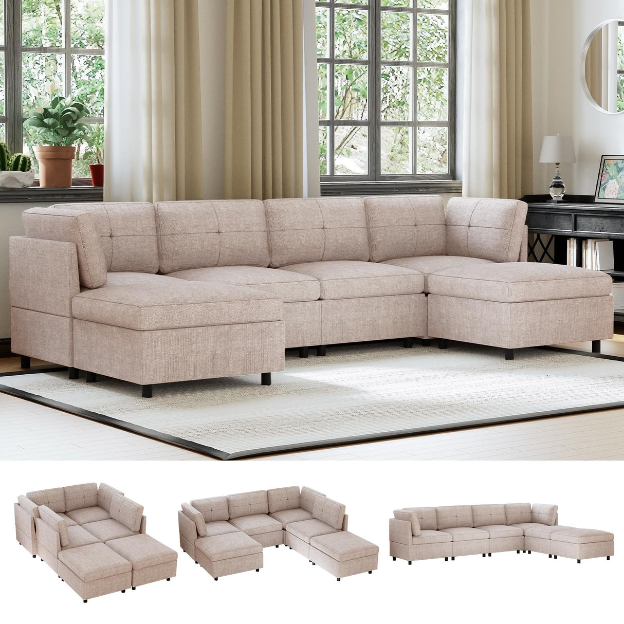 9 U Shape Sectional Sofa for Living Room