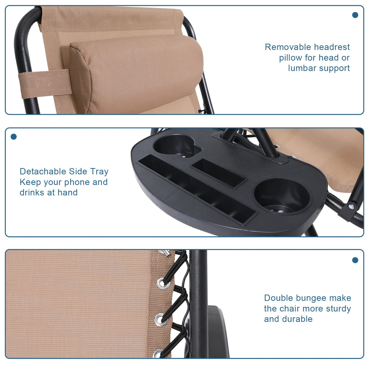 GravityNest Folding Zero Gravity Recliner – Headrest & Multi-Angle Lock