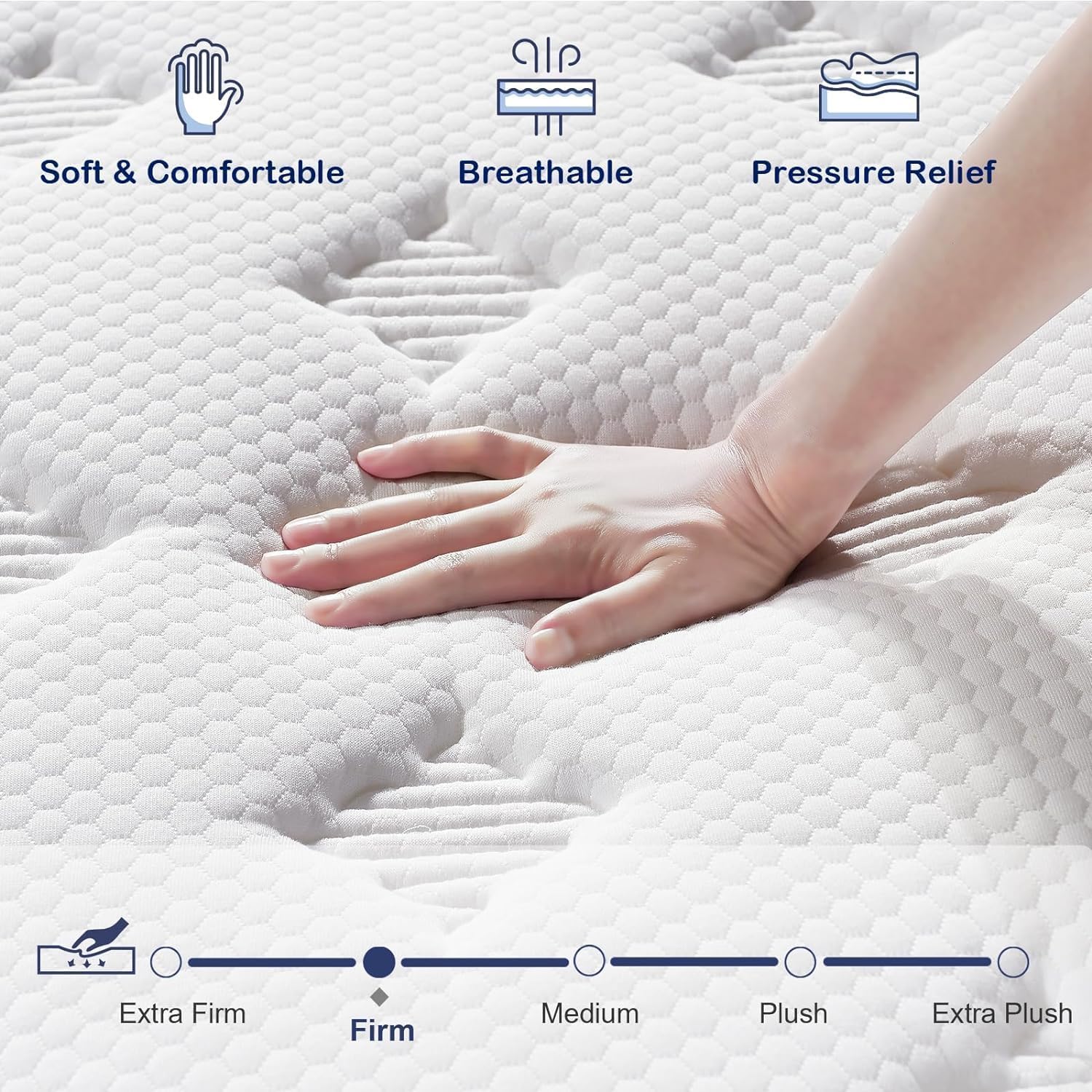 Upgrade Strengthen - 14 Inch Firm Hybrid King Mattress in a Box