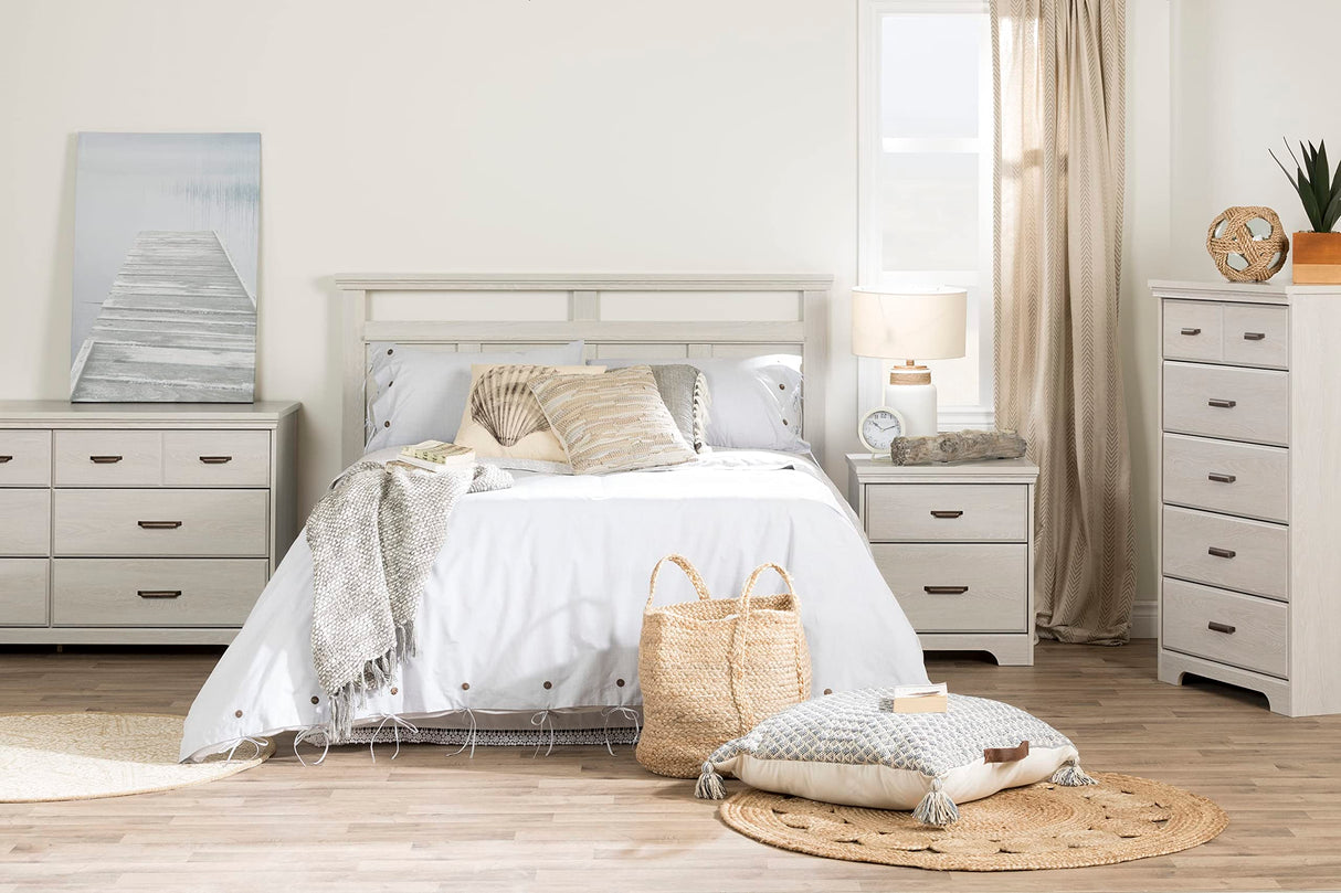 South Shore Versa 2-Drawer Nightstand, Winter Oak, 23 in x 17.75 in x 25.25 in