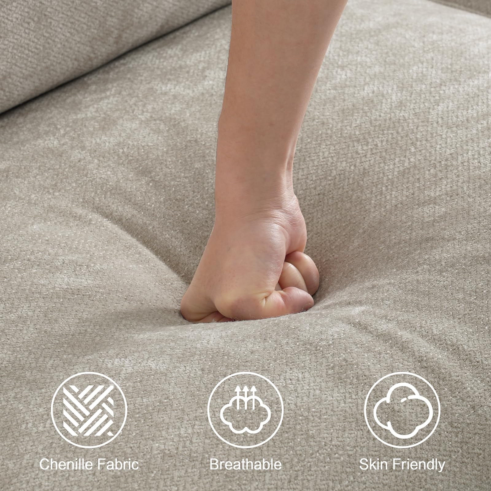 88" Chenille Sofa Couch, 3 Seater Loveseat for Living Room, Lounge Sofa for Bedroom