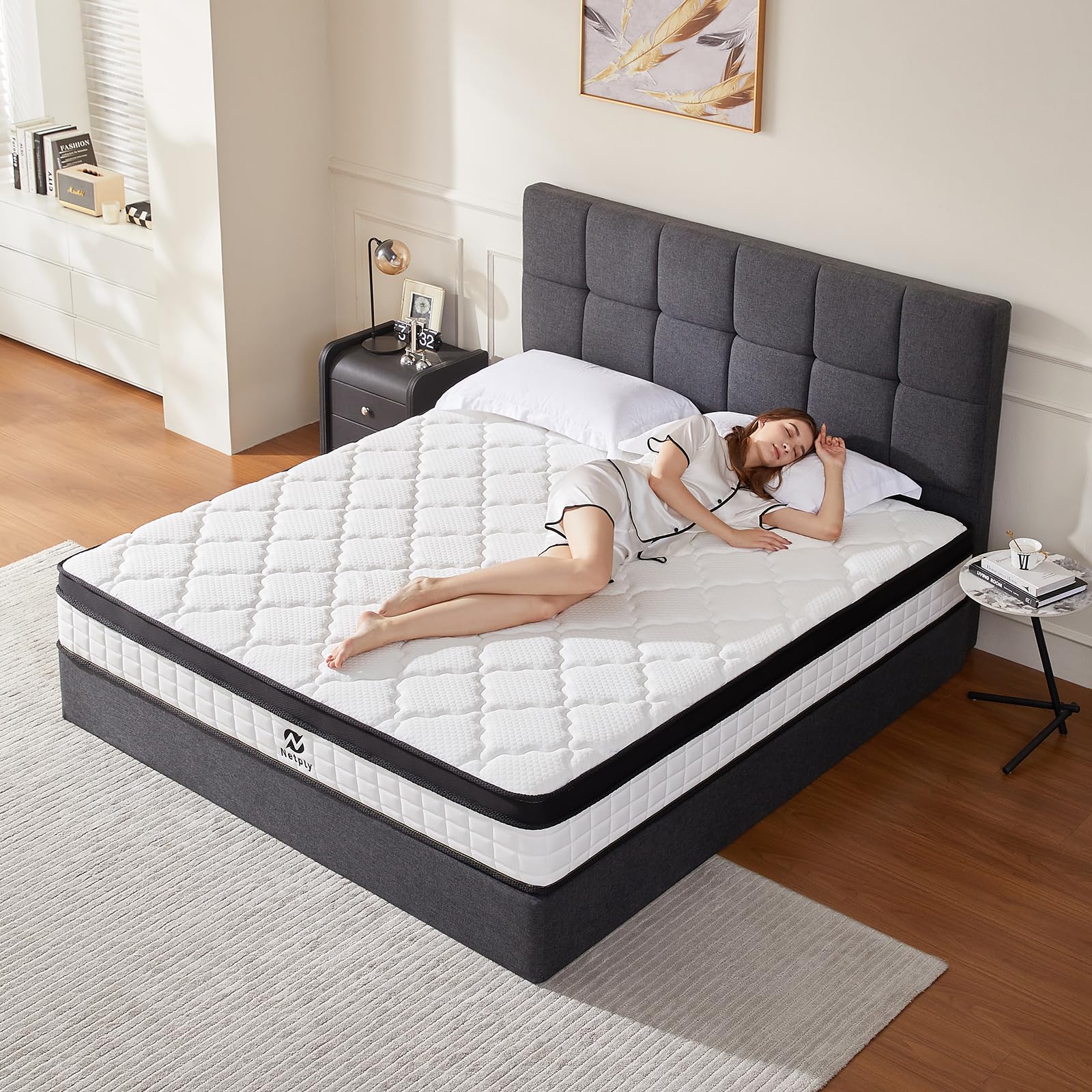 Mattresses,12 Inch Queen Size Mattress in a Box, Hybrid Memory Foam & Individually