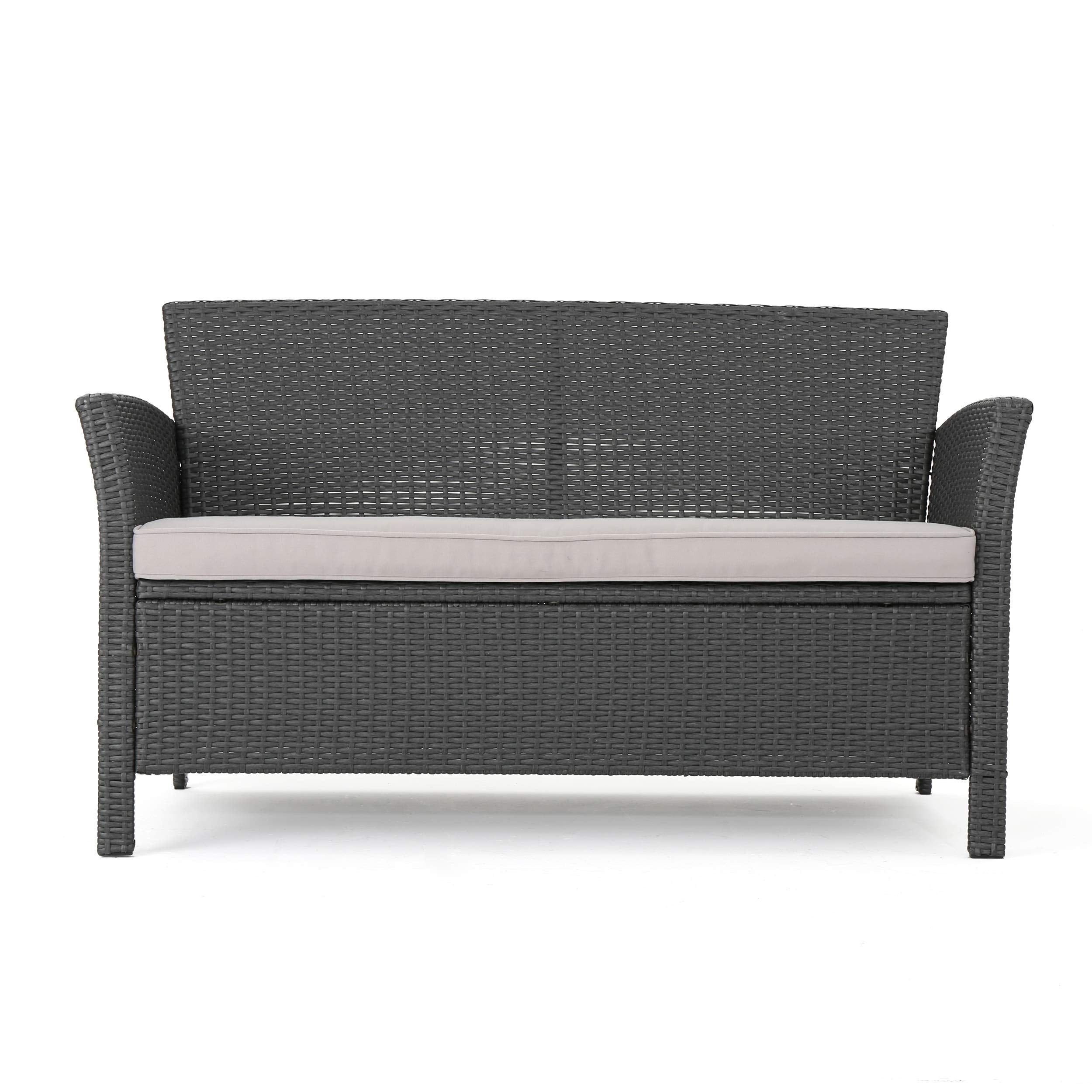 Louisa Outdoor Wicker Loveseat, Silver, Gray/Light Gray