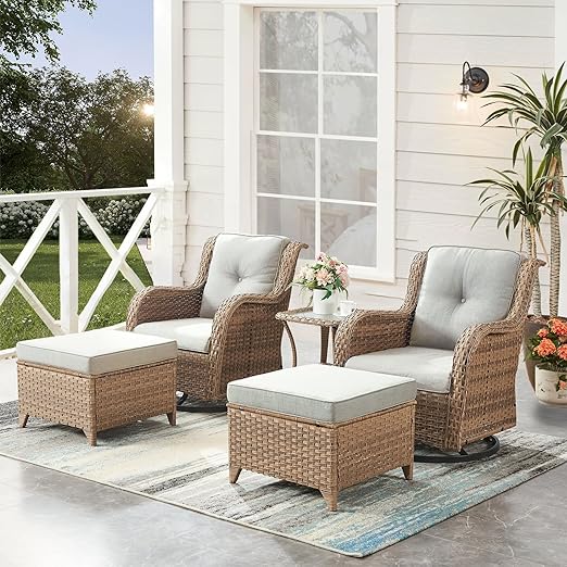 Patio Furniture 5 Pieces Outdoor Furniture Set Wicker Outdoor Sectional Couch with Patio