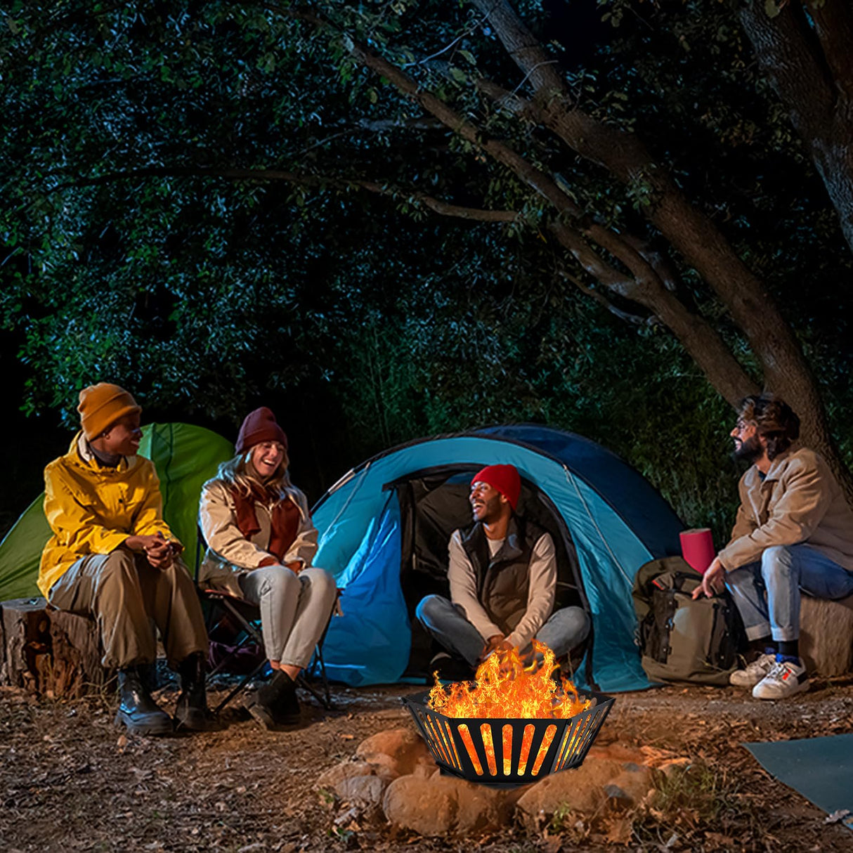 31.5inch Portable Fire Pit Outdoor Plug Fire Pit with Storage Bag Suitable for Camping