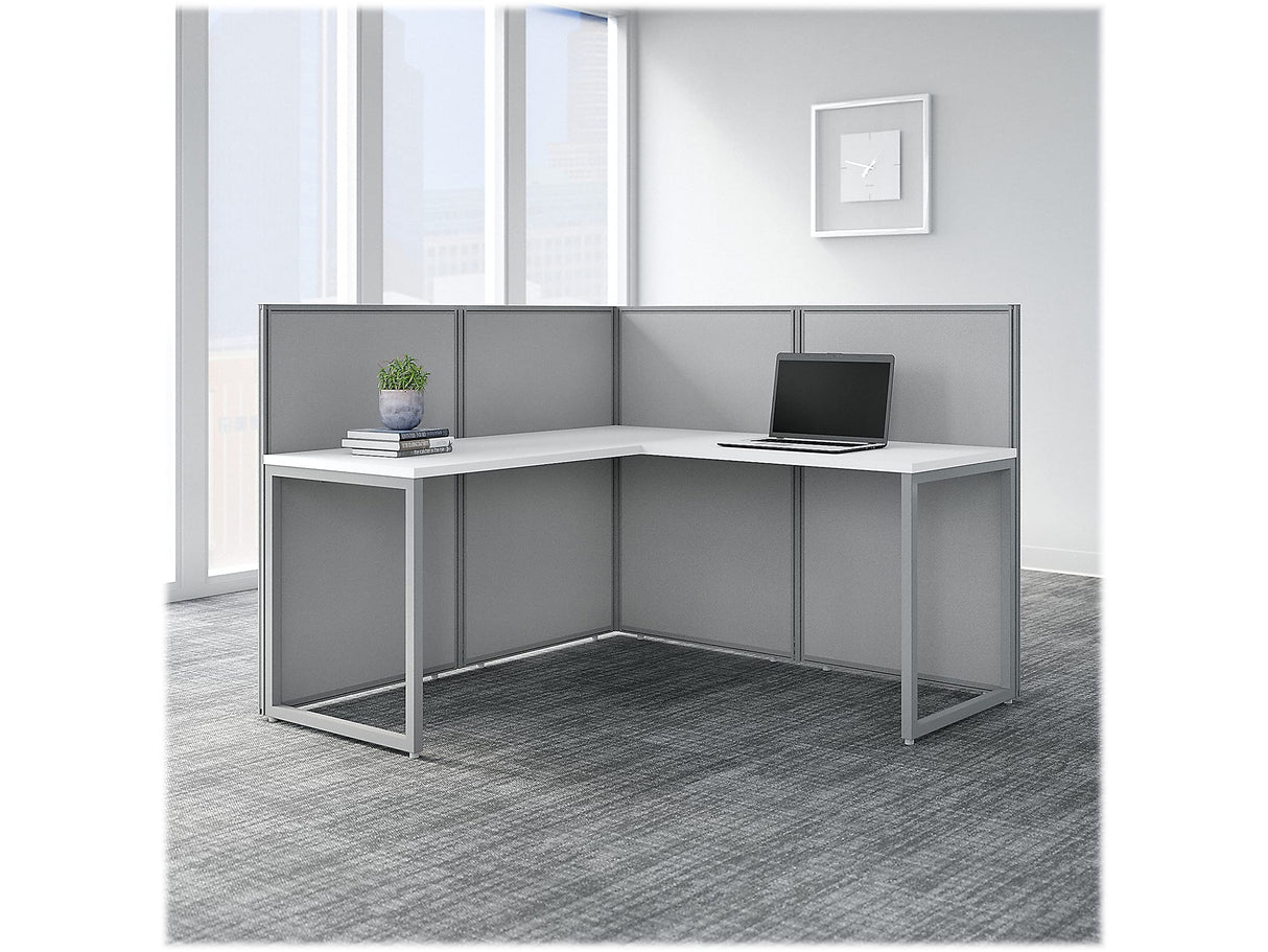Furniture Easy Office 2 Person Cubicle Desk with File Cabinets, 60W x 45H, Pure White