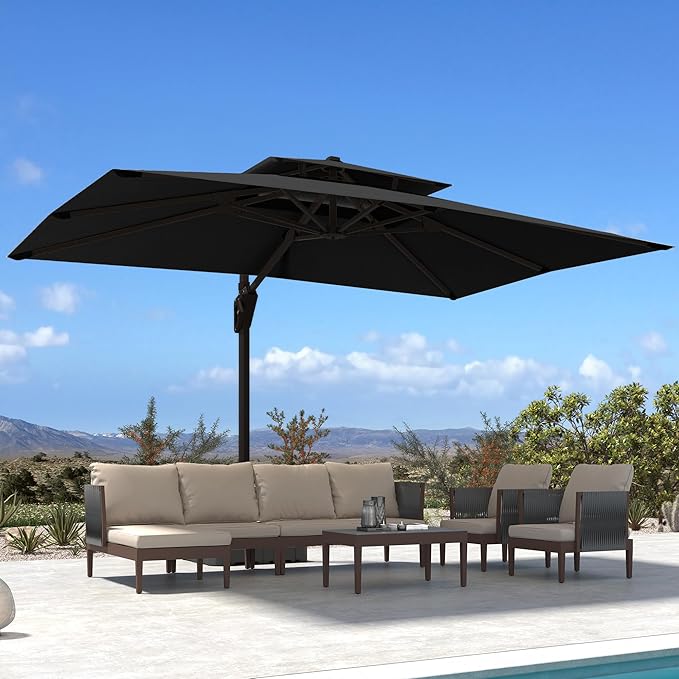 10' X 13' Patio Umbrella Outdoor Large Rectangle Offset Cantilever Umbrellas