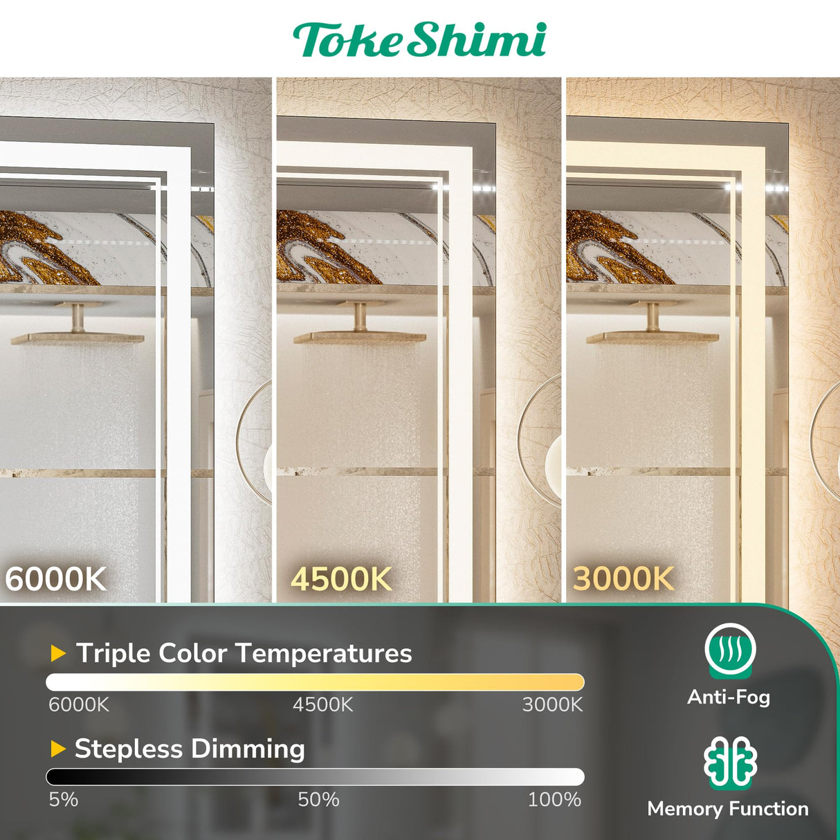 LED 48x30 Inch Frameless Front Light and Backlit Bathroom Vanity Mirror,