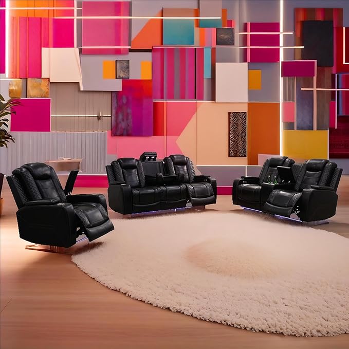 Faux Leather Living Room Sofa Set for Living Room, Game Room, Guest Room,Dormitory,