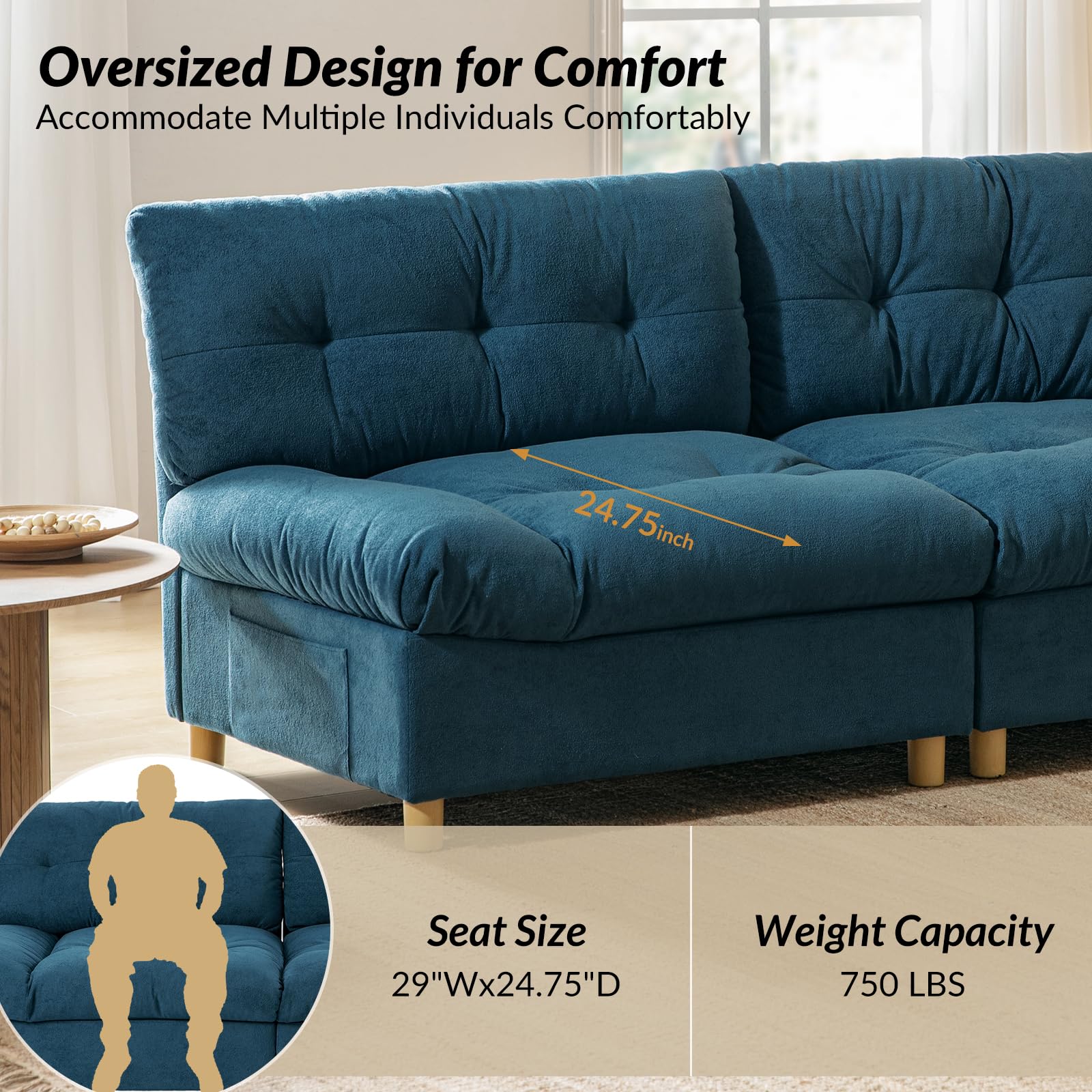 81'' Modern Cloud Couch, Overstuffed Chenille Loveseat Sofa with USB & Type C,