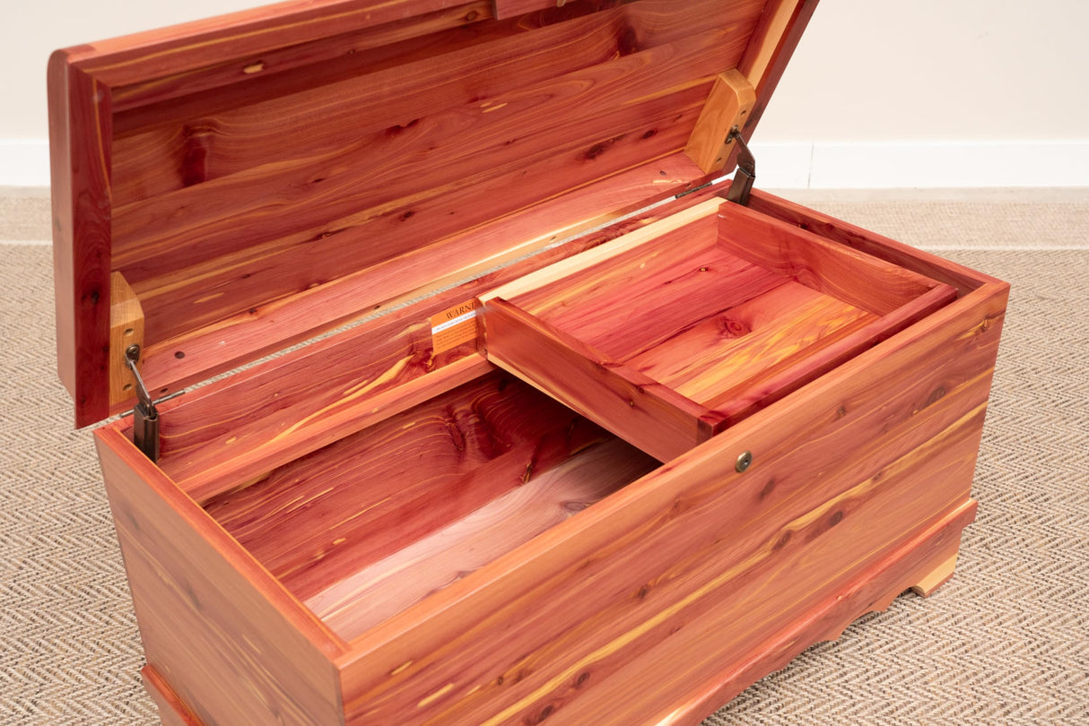 Cedar Hope Chest with Waterfall Top – Amish Cedar Chest w/ Anti-Slam Hinges