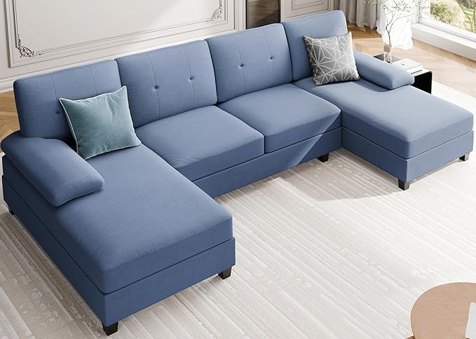 4 Seat Sofa Set U-Shaped Couch Sectional Couches for Living Room