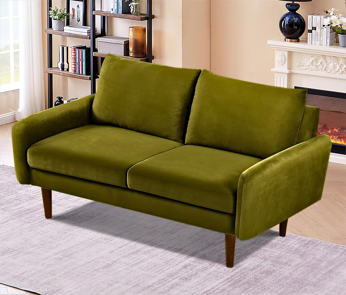 Kent Velvet Loveseat Sofa for Modern Living Rooms and Compact Spaces