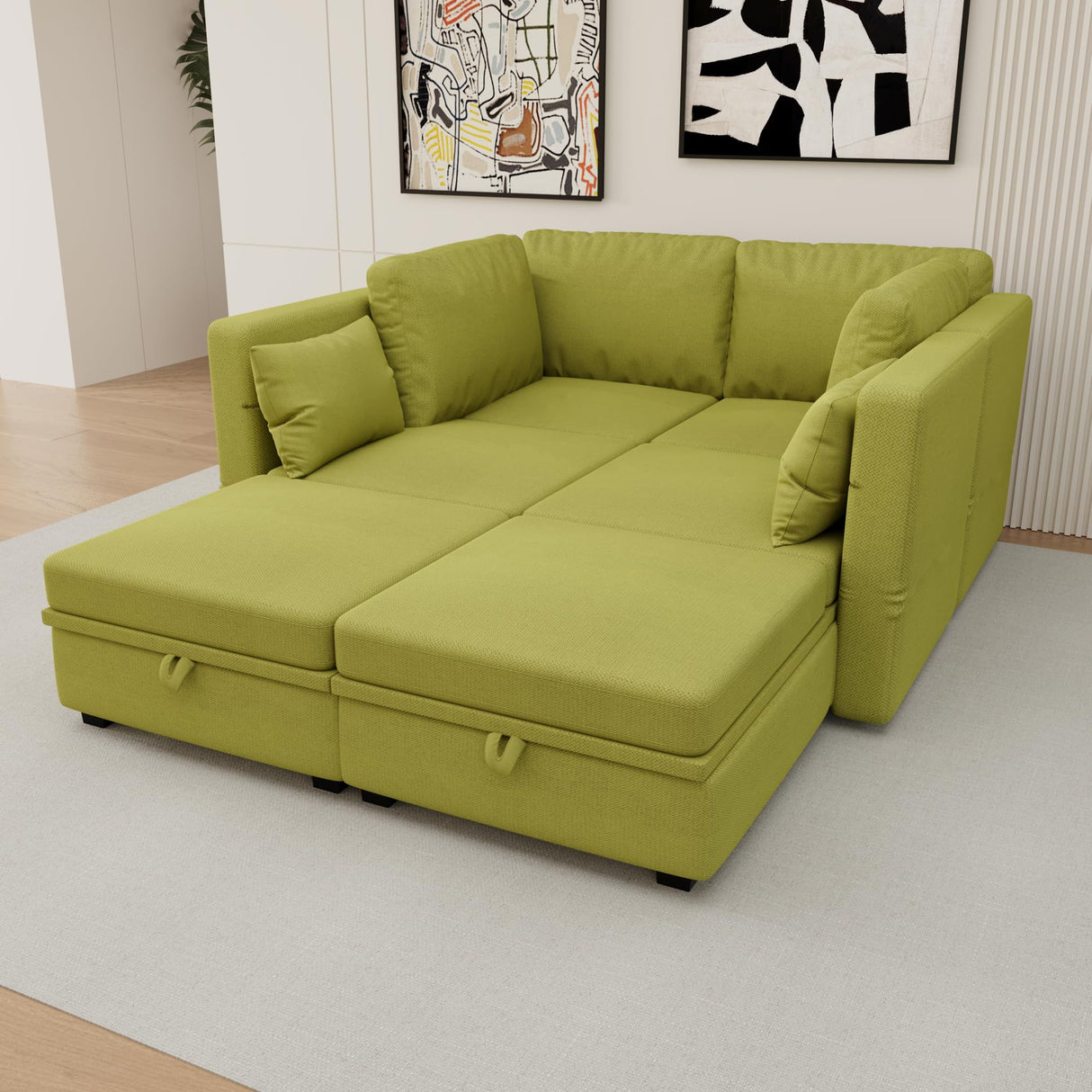 U-Shape Symmetrical Corner Couch Adjustable Backrest & Armrest for Living Room