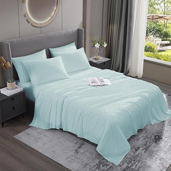 Cooling Sheets Queen - Deep Pocket Queen Sheet Set 6 Pieces, Wrinkle - Resistant