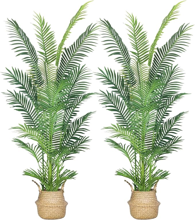 4.5FT Artificial Palm Tree,Faux Areca Palm Plant with Real Touch Leaves and Adjustable