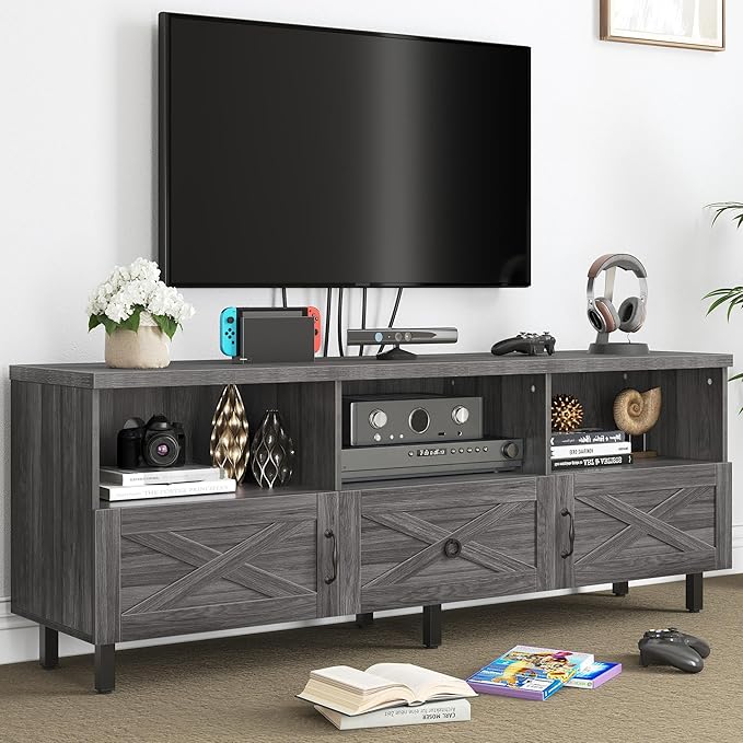 Stand for 75/65 Inch TV, Farmhouse Entertainment Center with Drawers and Storage TV