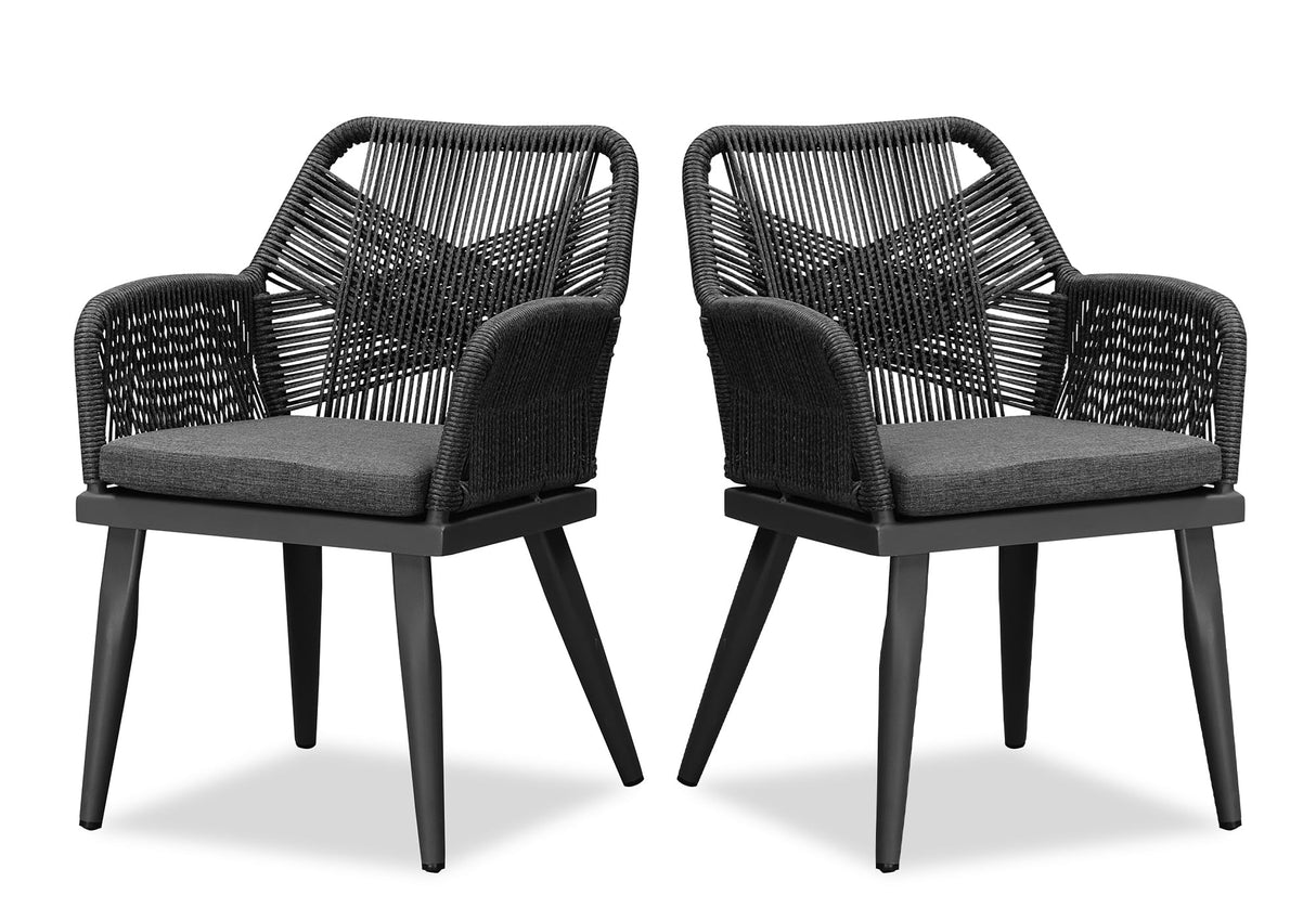 2 Pieces Outdoor Patio Dining Chairs All-Weather PE Rattan Patio Furniture