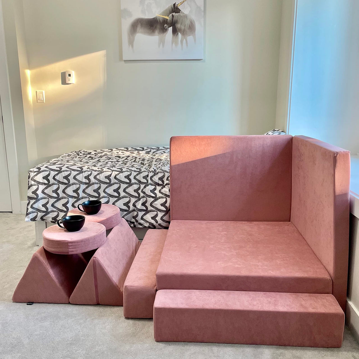 Play Couch, Endless Configurations, Great for Forts and Imaginative Play (Blush Pink)