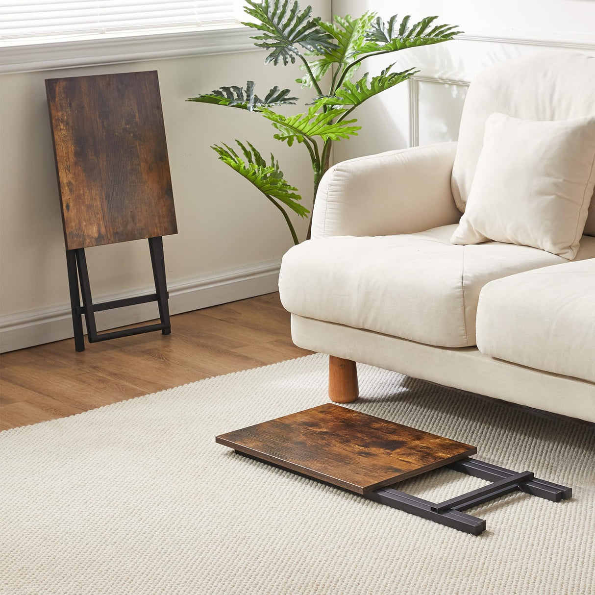 TrayNest Duo Rustic Folding TV Tray Set with Removable Serving Top