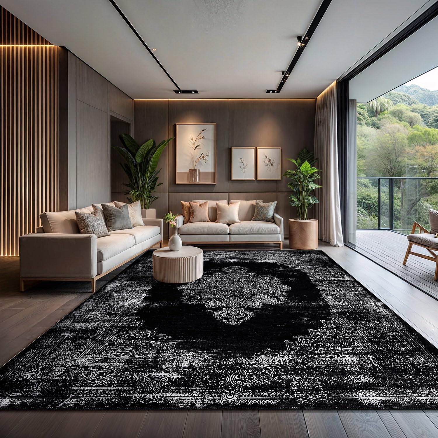 Printed Area Rugs with Ultra Thin Super Strong for Living Room Bedroom, Distressed