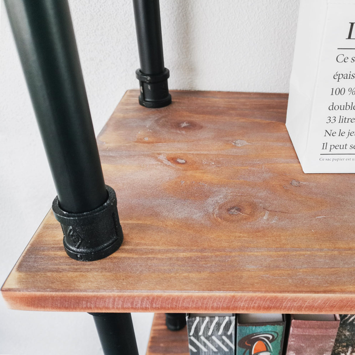 Industrial Bookshelves, Wood Pipe Bookshelf, 5 Shelf Rustic Display Storage Tall Standing