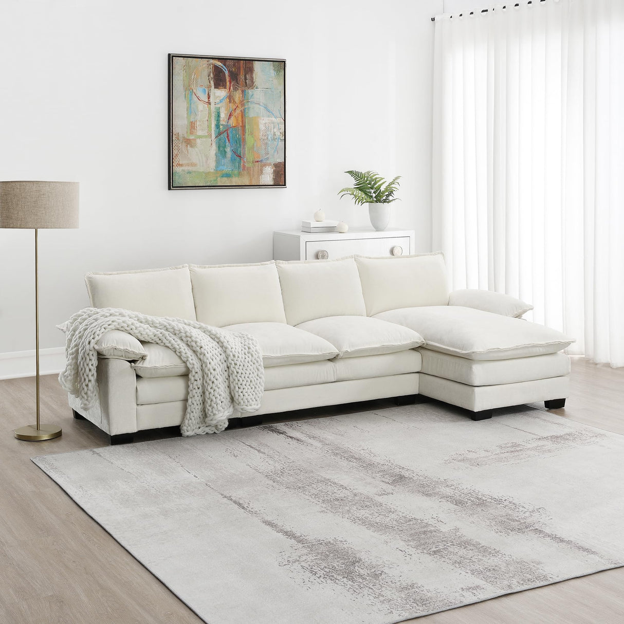 Fanye L-Shaped Modular Sectional Sofa with Reversible Wide Chaise – 3 Colors