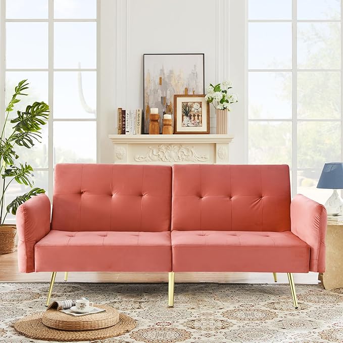 Convertible Futon Sofa Bed, Memory Foam Futon Couch Sleeper Sofa