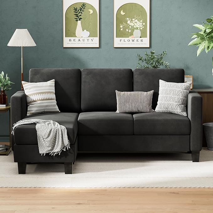 Sectional Sofa Couch, 3 seat L-Shaped Small Sofa
