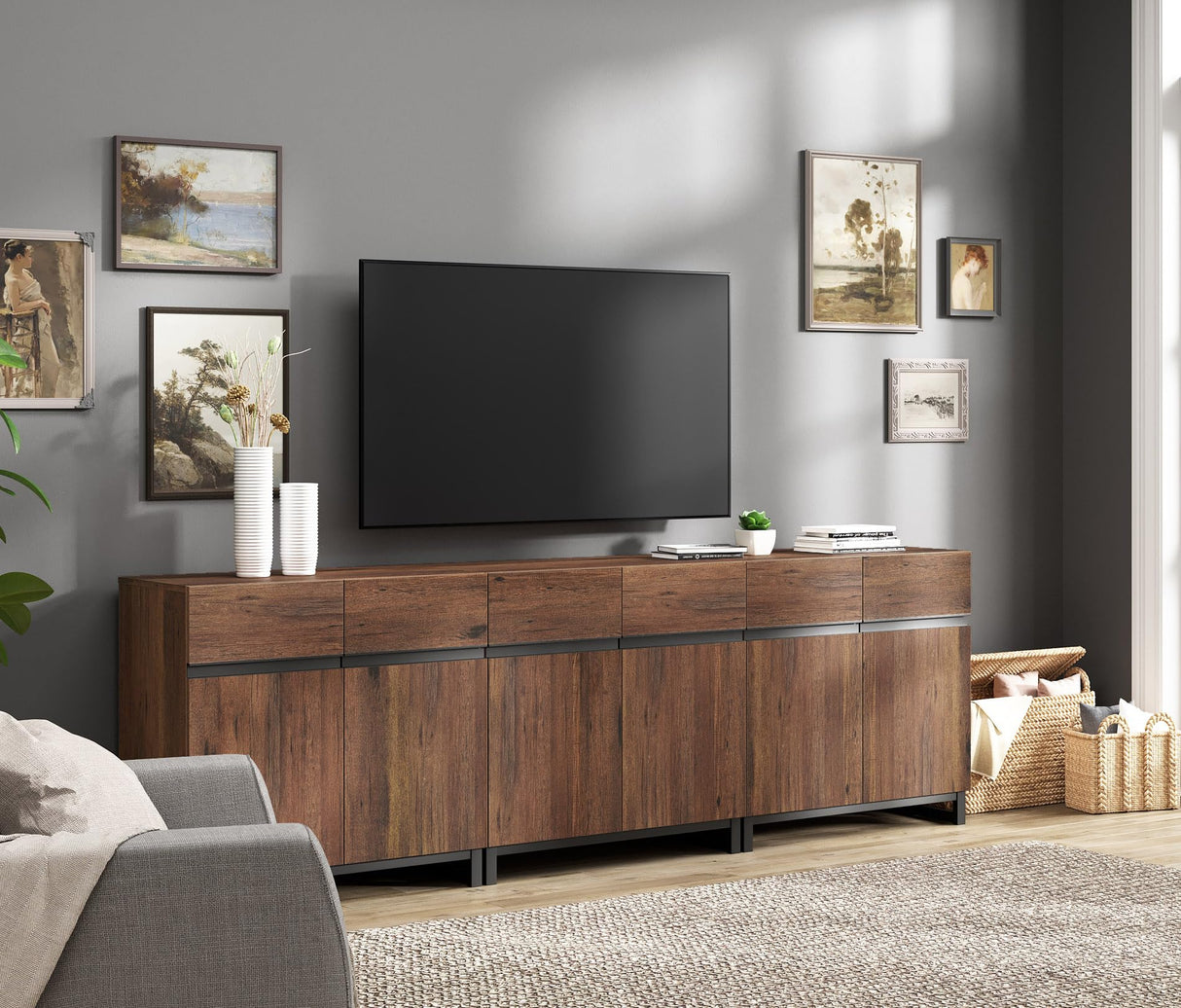 Modern TV Stand for TVs up to 100 inch, 3 in 1 Entertainment Center TV Console